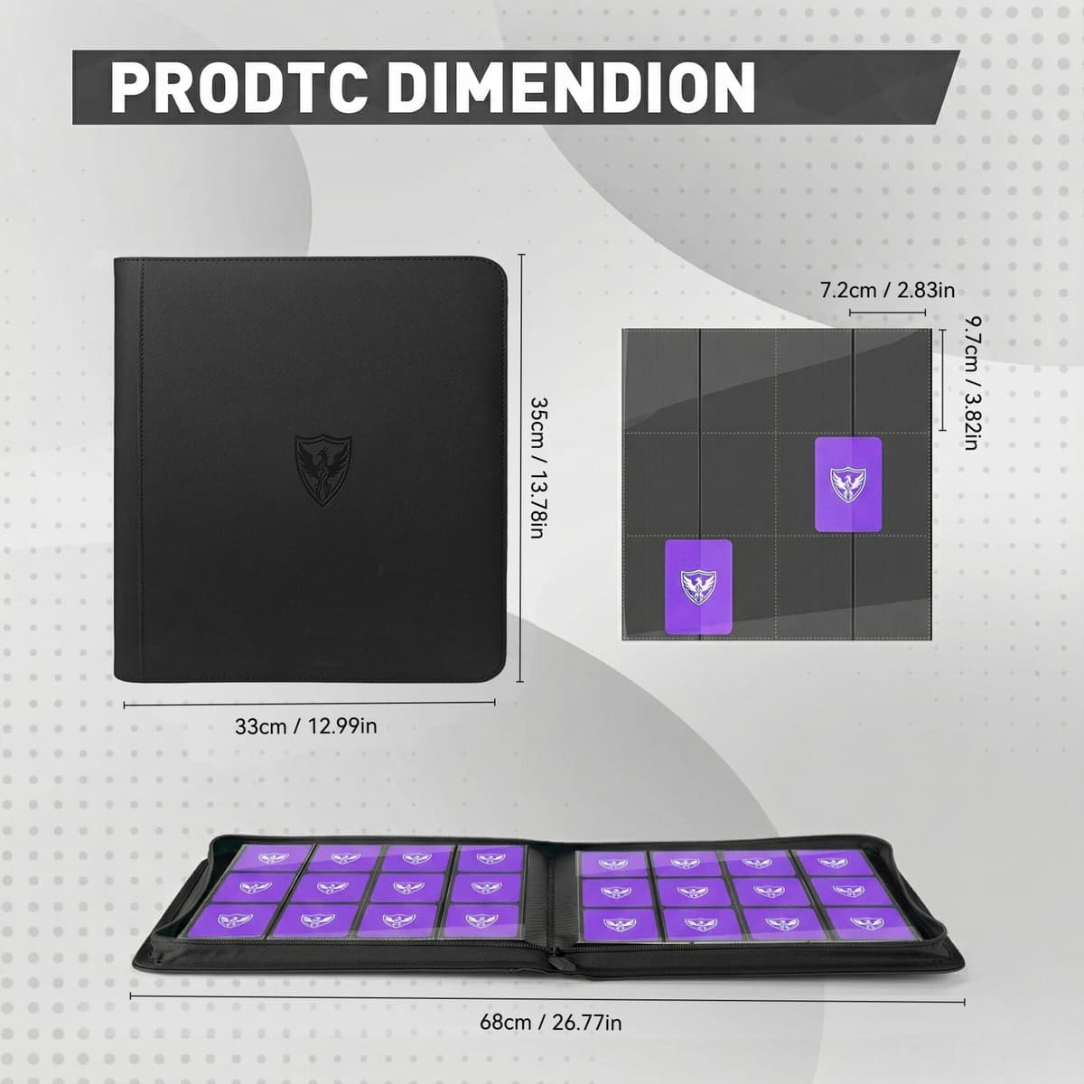 NONE 12-Pocket Trading Card Binder, Can Hold 480 Cards, Zippered Premium Card Binder Suitable for Tcg Cards/Game Cards/Sports Cards/Yu-Gi-Oh!, Magic: the Gathering, and Trading Cards