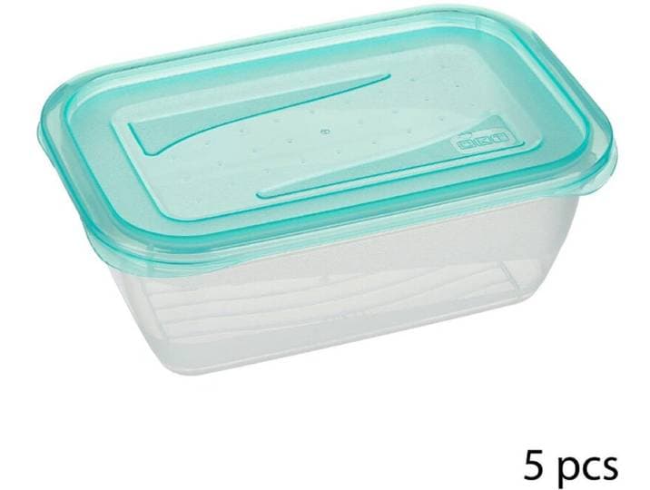 5five PE Voedselopslagdozen Set - 5 stuks, Transparant, 0,5 L