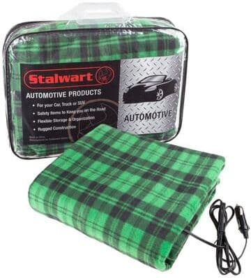 Heated Blanket - 12-Volt Electric Blanket for Car, Truck, SUV, or RV - Portable Winter Car Accessories by Stalwart (GreenPlaid)