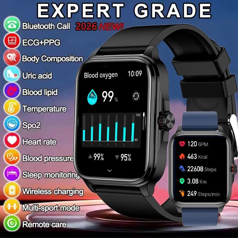 GEJIAN 2026  Health smart Watch Heart Rate Blood Oxygen Blood Pressure Monitoring Bluetooth Call GPS Movement Trajectory Smartwatch