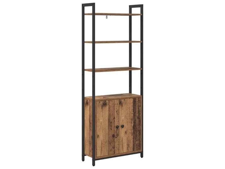 Bibliothèque industrielle - - Bois d'ingénierie - 60x24x161 cm - 6 étagères - 1 porte - Bois ancien