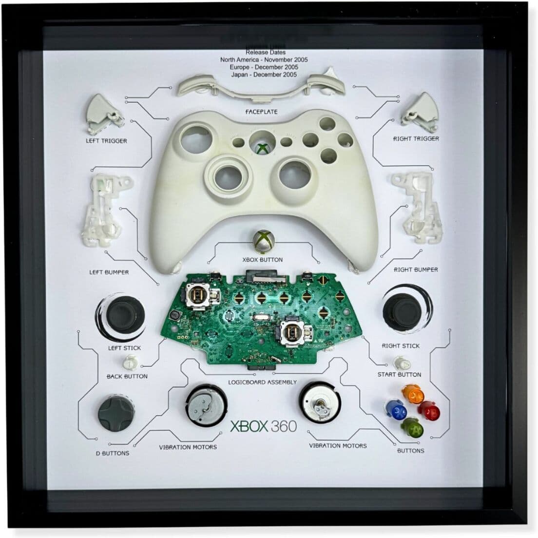 GRC Retro Art Microsoft Xbox 360 Trådløs Kontroller Utstilling - Hvit