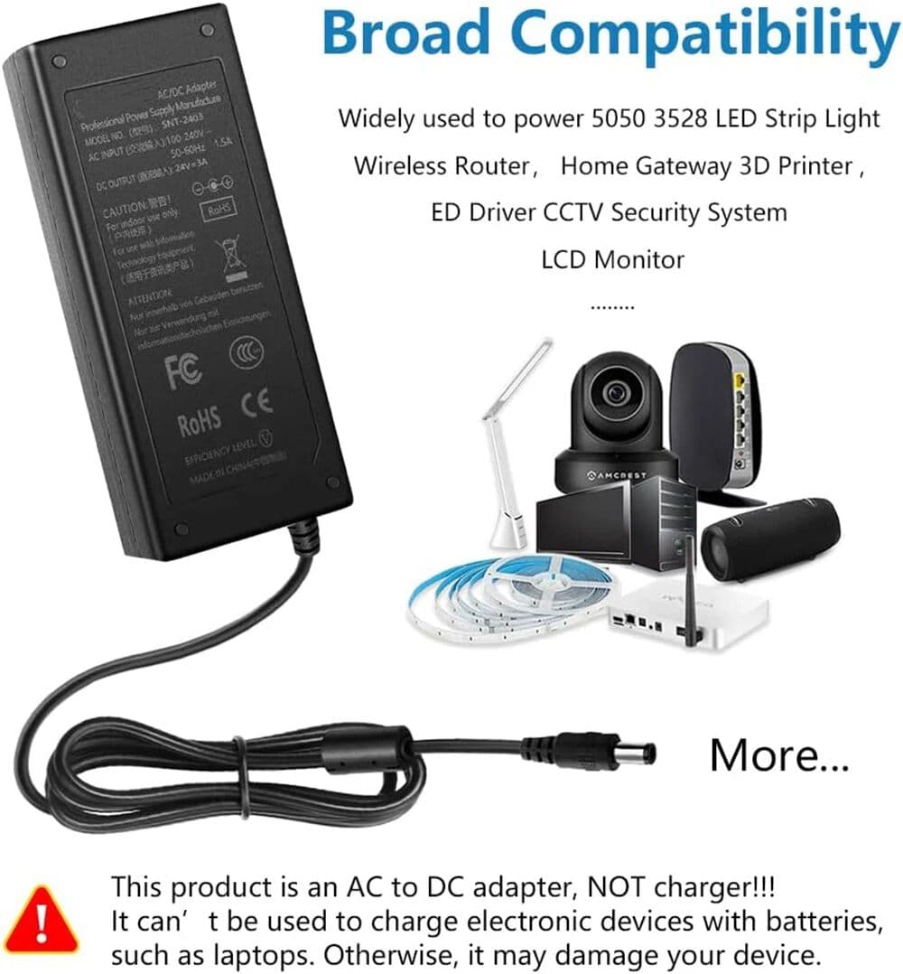 Riskcell 24V Power Supply For Logitech G29 G920  G923 G940 G27 Racing Wheel Driving Force GT Racing Wheel Power Cord Cable APD-DA-42H24