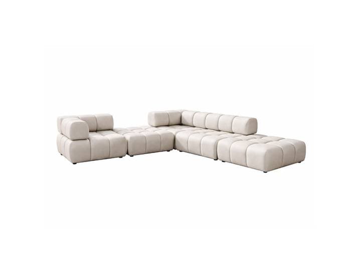 Kaiser Möbel Ecksofa Corner Modular, Veloursstoff Bluvel, Creme, Rechts, Bolla, Holz, L-Form, 288x288 cm, Wohnzimmer, Sofas & Couches, Wohnlandschaften, Ecksofas