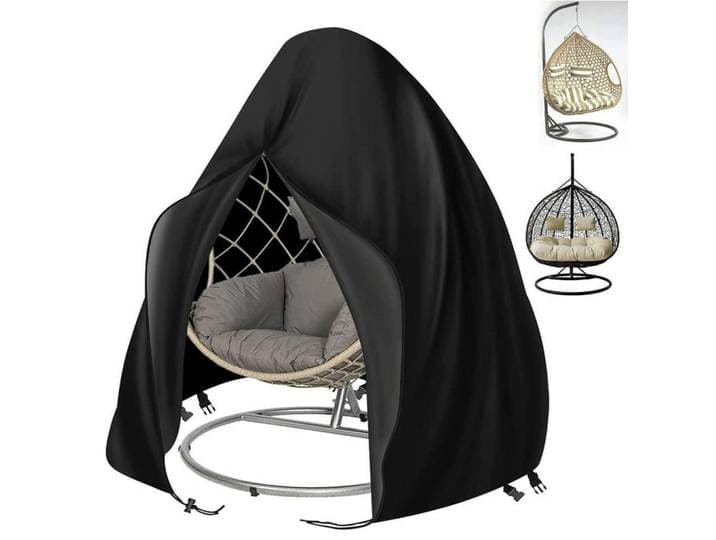 Hängesessel Abdeckung Ø120 x H190cm Wasserdicht UV-Schutz 420D Oxford, Schwarz, Kunststoff, 120x205x120 cm, Gartenzubehör, Abdeckung für Gartenmöbel