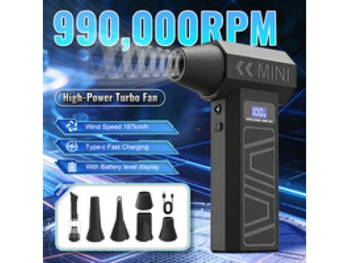 990000RPM X3T Luchtblazer 4-versnellings instelbare borstelloze turbo blower met LED-lampje, batterijdisplay, draadloze persluchtblazer