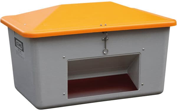 CEMO Salt-/sandbeholder 550 L, Bundåbning ,Grå/orange