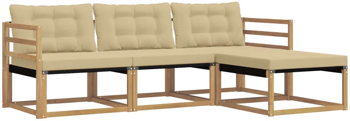 vidaXL Ensemble de canapés d'extérieur 4 pc 4 place Blanc et Beige