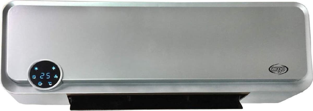 Argo Kompass Termoventilatore Da Parete Ceramico Stufa Elettrica Potenza 2000 Watt Con Telecomando Timer Colore Silver - Kompass