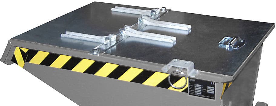 eurokraft pro Klappdeckel, für Kippbehälter mit Volumen 0,15 m³, verzinkt