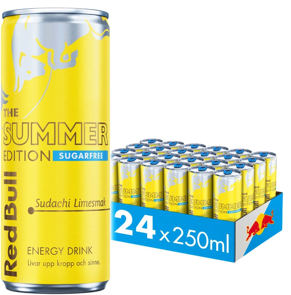 Red Bull 24x Energy Drink, 250 Ml, Summer Edition Sockerfri (Sudachi Limesmak)