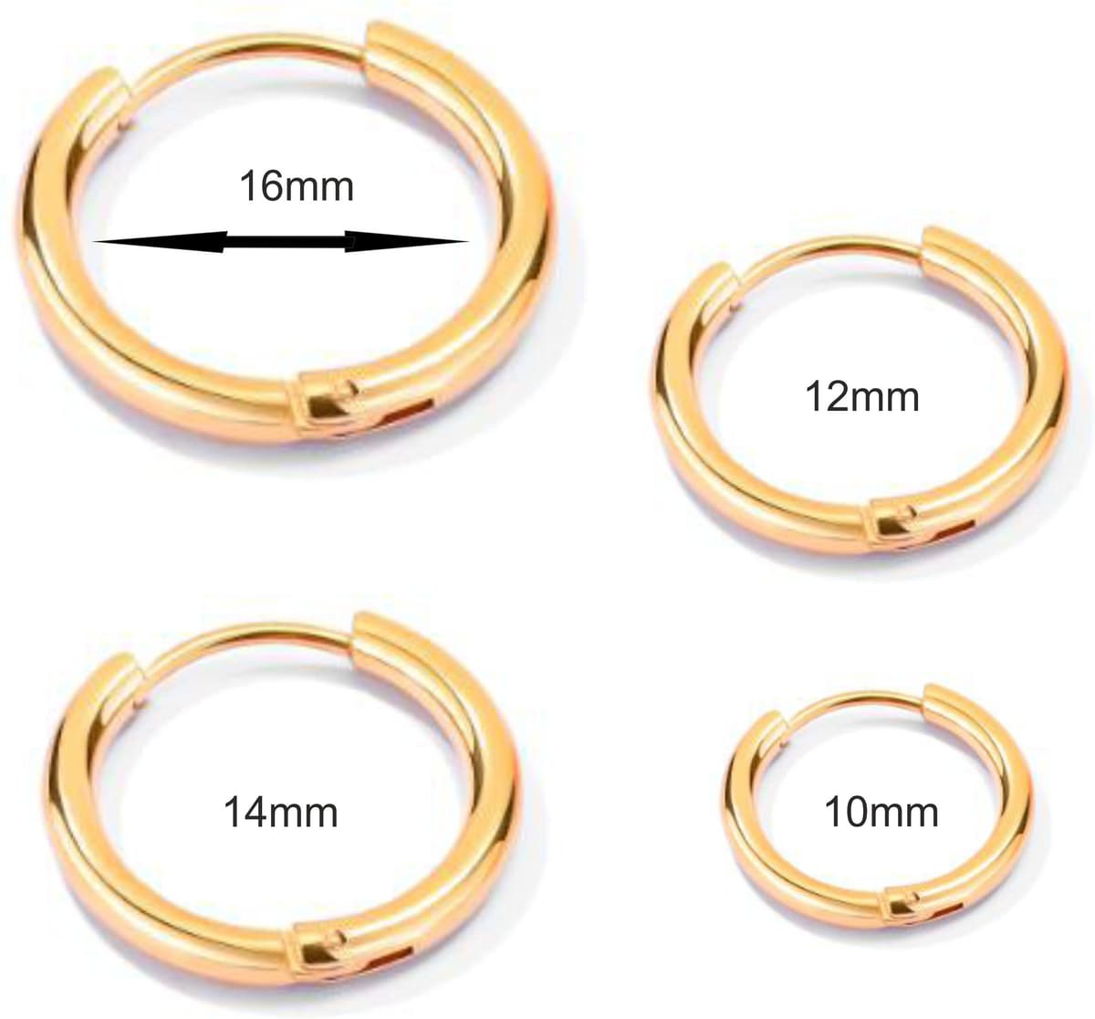 Single-Creole FIRETTI "Schmuck Geschenk Ohrschmuck einzeln Classic" Gr. 12, gold (gelbgoldfarben), Ohrringe, Damen, 12, Edelstahl, Single-Creole gelbgoldfarben 12, Edelstahl