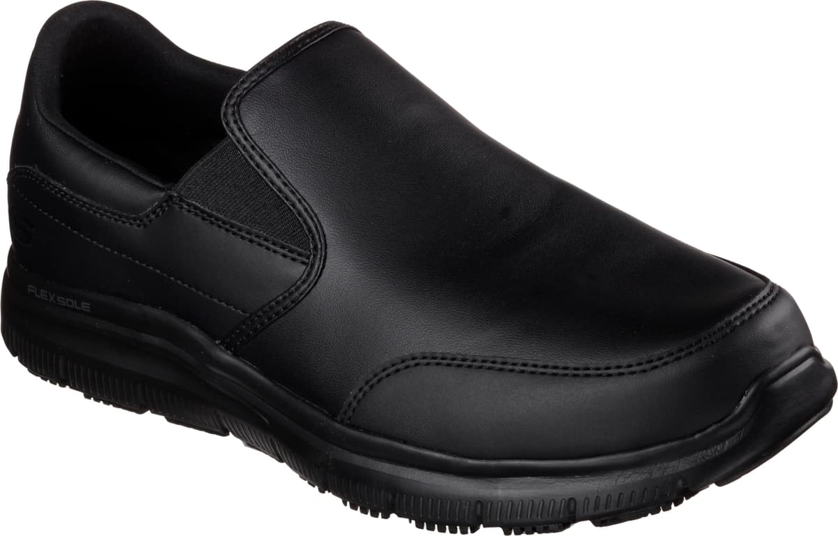 Berufsschuh SKECHERS "FLEX ADVANTAGE SR" Gr. 40, schwarz, 40, Leder, Schuhe, Berufsschuh, Slipper für Gastronomie, Pflege, Krankenhaus mit Stretcheinsatz schwarz 40