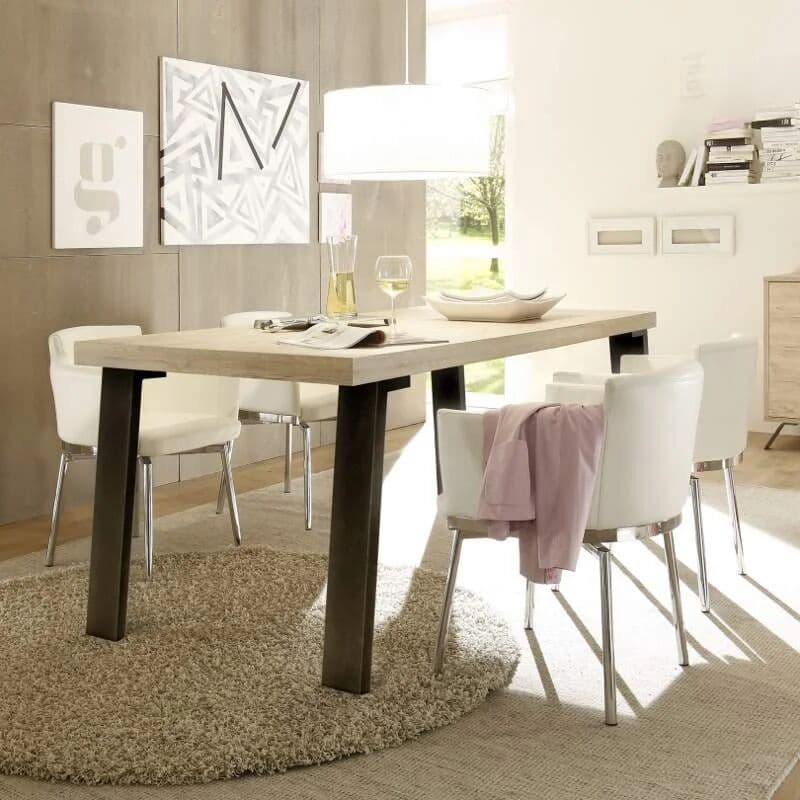 garneroarredamenti Tavolo da pranzo rettangolare moderno 165x88cm rovere sherwood Juvena