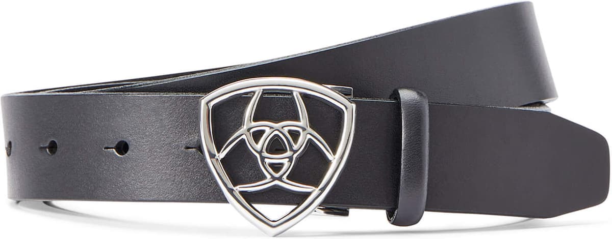 The Shield Belt in Black Leather, Size: Large by Ariat