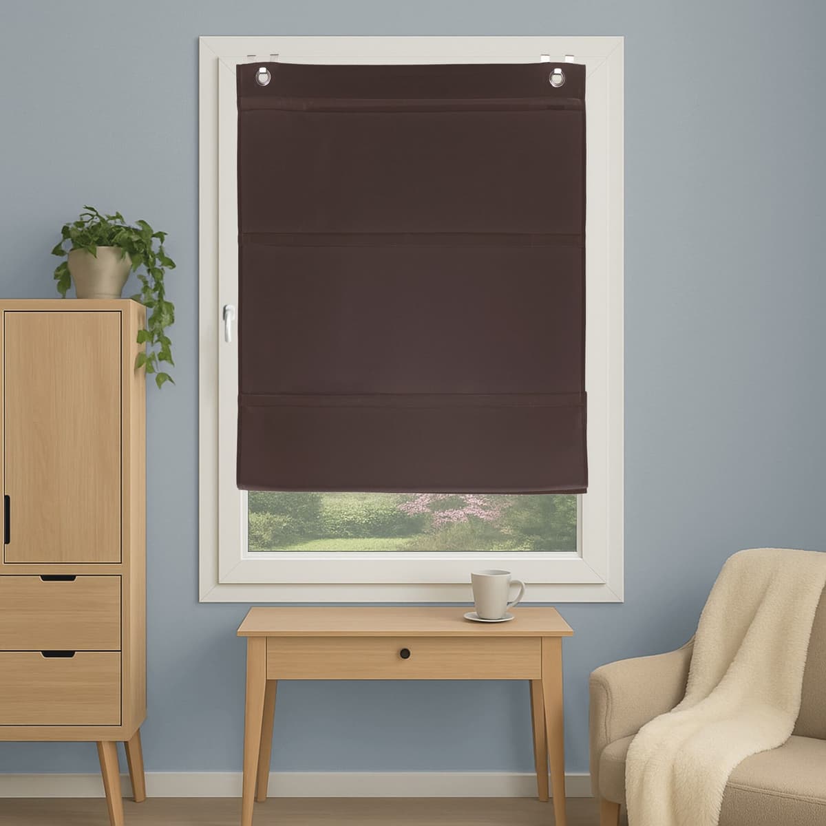 HOME WOHNIDEEN "ABELIA" mit Hakenaufhängung ohne Bohren Uni grau 130cm, Hakenaufhängung, 45cm