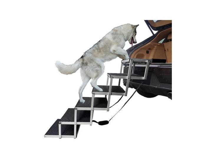 Haustiertreppe SWISSPET Swisspet Aluminium Hundetreppe 6 Stufen , schwarz, B:43cm L:110cm, Rampen, Haustiertreppe