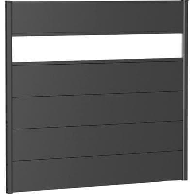 Sichtschutzelement BIOHORT, grau (quarzgrau, metallic), H:137cm L:145cm, Stahlblech, Zaunelemente, 5 Metall-Paneele, 1 Acrylglas-Paneel und 2 Schienen, LxH: 145x137 cm