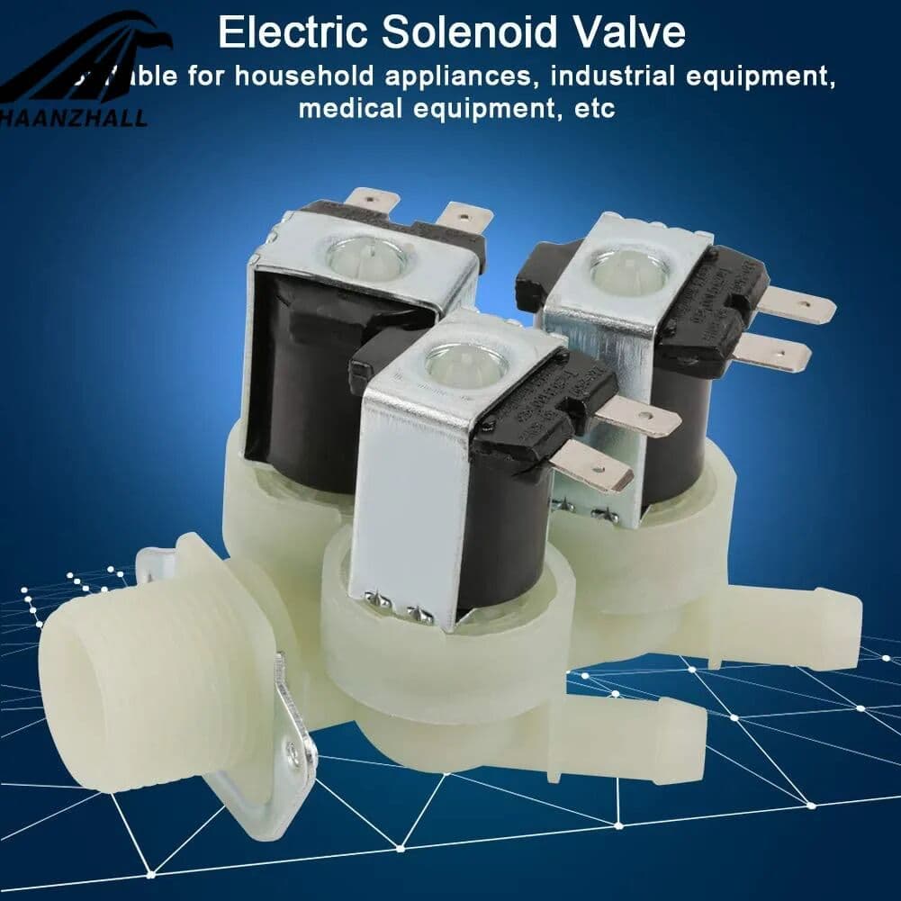 NONE Electric Solenoid Valve 3 Way Water Inlet N/C Normal Closed Electric Washing Machine Solenoid Valve Plastic AC 220V G3/4