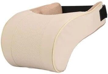 Uplift Picks Ergonomic Leather Car Headrest Neck Pillow With Memory Cotton Support beige