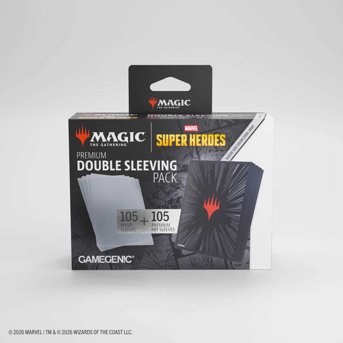 Gamegenic Magic: The Gathering Marvel Super Heroes Premium Double Sleeving Pack 100 - Comic Burst Black, 105 Sleeves