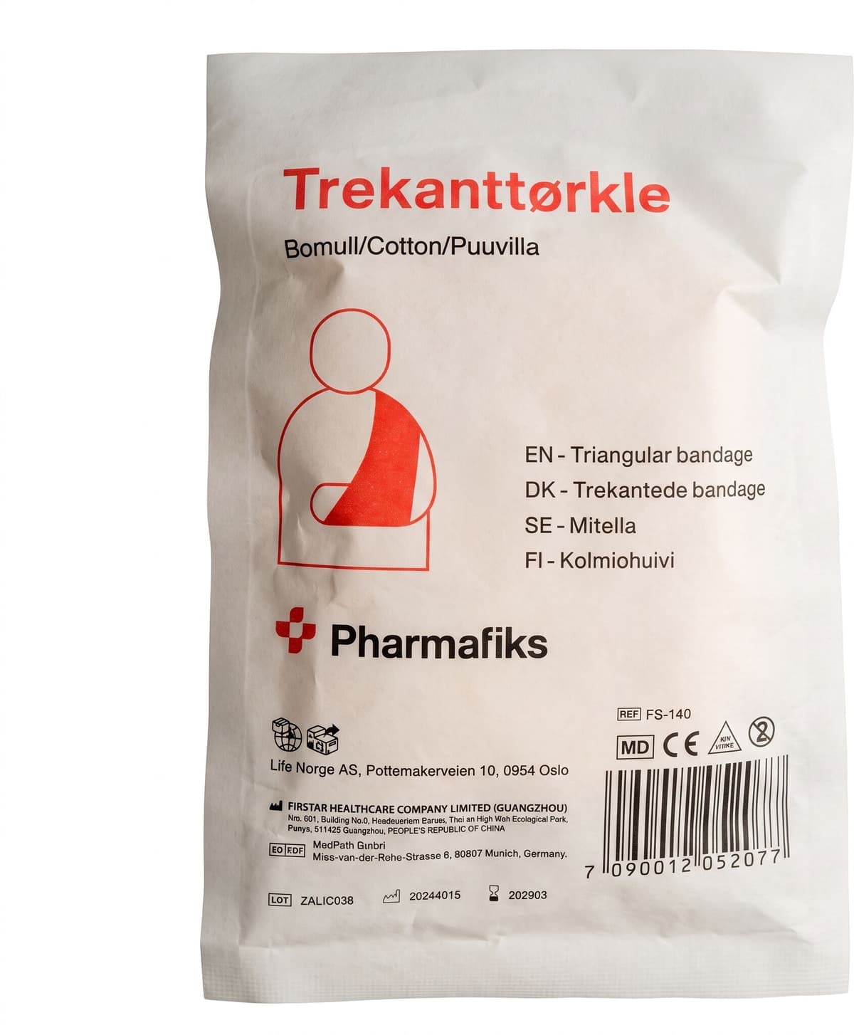 Pharmafiks Trekanttørkle, Bomull