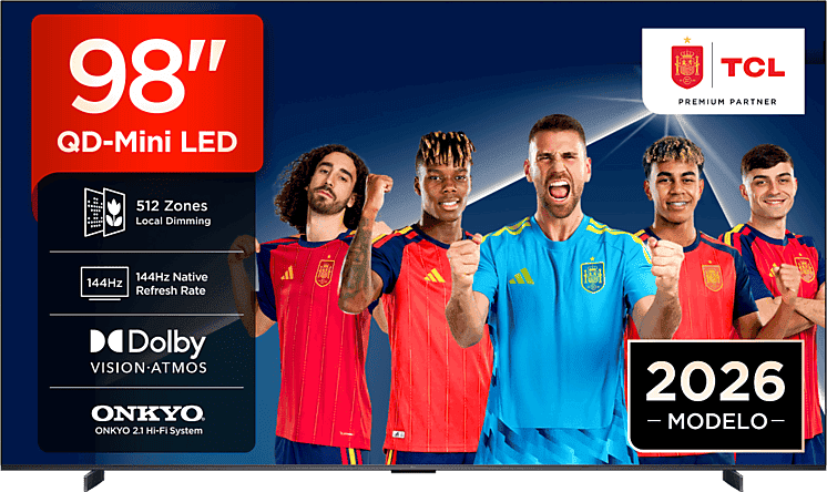 TV QD-Mini LED 98" - TCL 98P8L, UHD 4K, AiPQ Pro Processor, Smart TV, DVB-T2, Negro