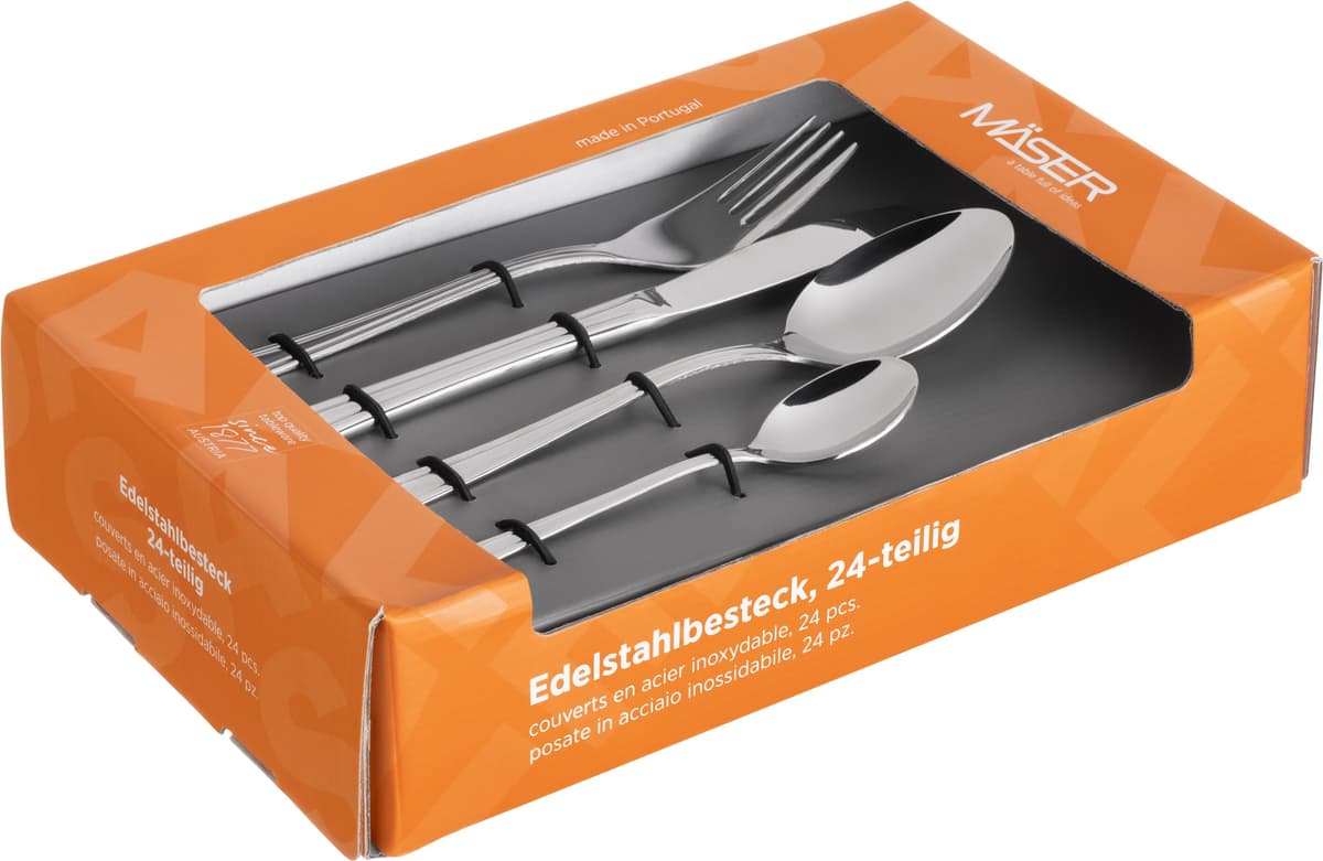 Besteck-Set MÄSER "Cindy", silber, 24 Stk., Essbesteck-Sets, Besteck-Set