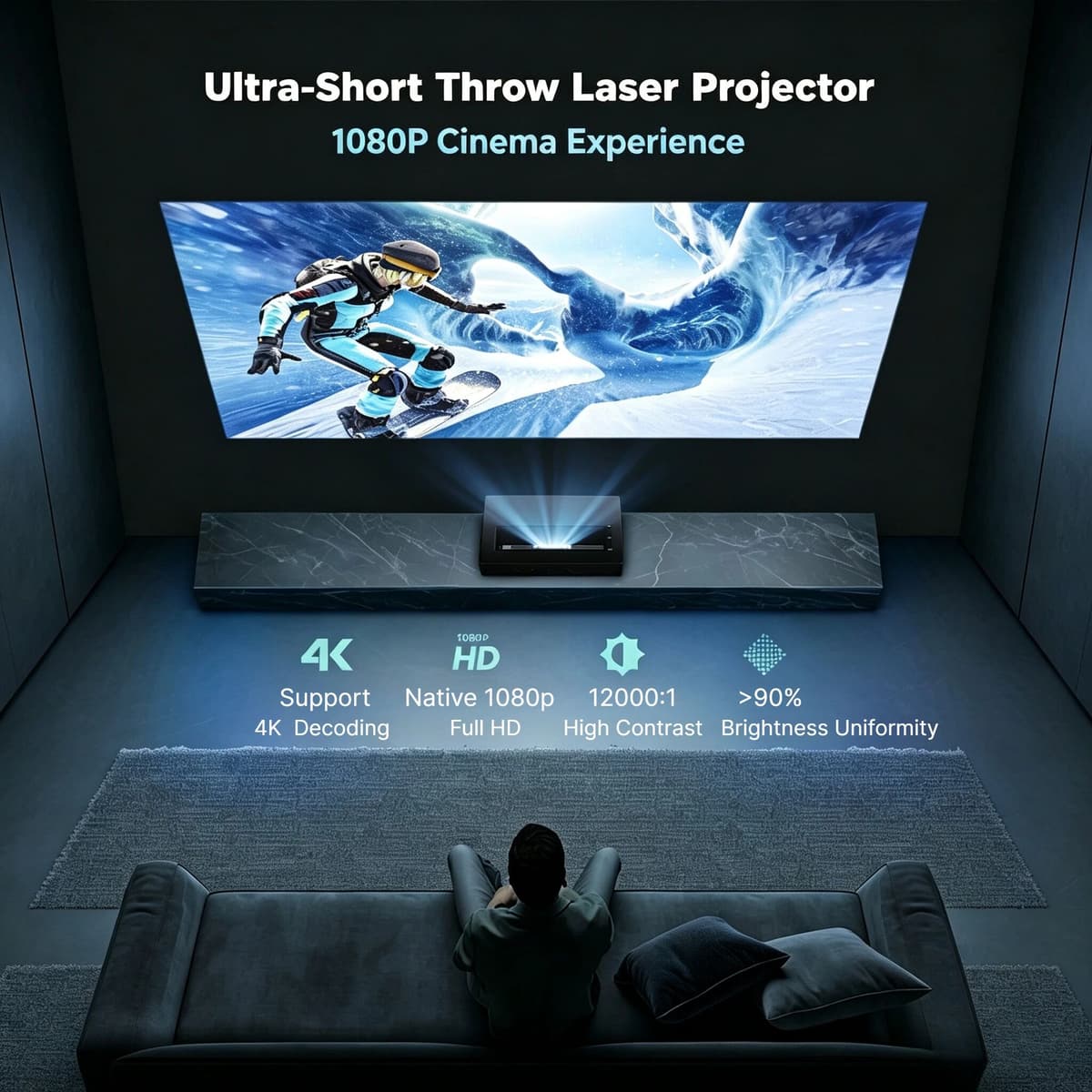 Vivicine Arrival Full HD 1080P Portable Home Theater Video Education Projector DLP Support 4K UST Ultra Short Throw Laser Projector