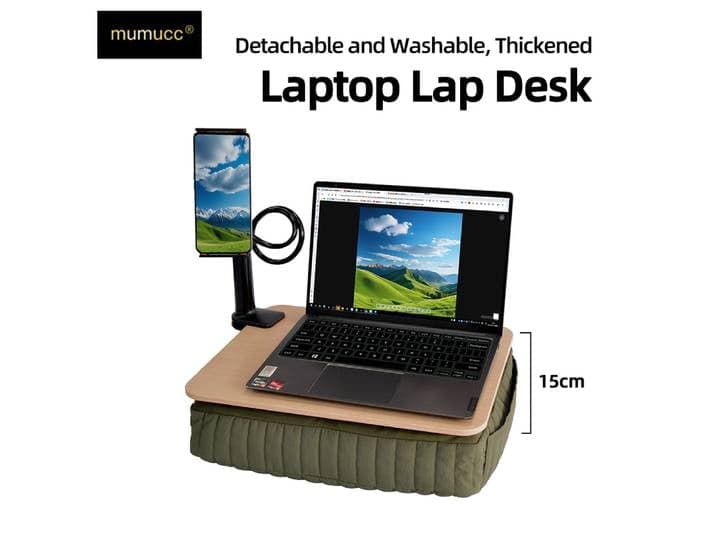 MUMUCC Bureau multifonctionnel pour ordinateur portable, coussin de base épaissi, amovible et lavable, séchage rapide et portable