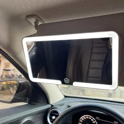 Inspired Finds Rechargeable LED Car Sun Visor Makeup Mirror With HD Fill Light For Women white