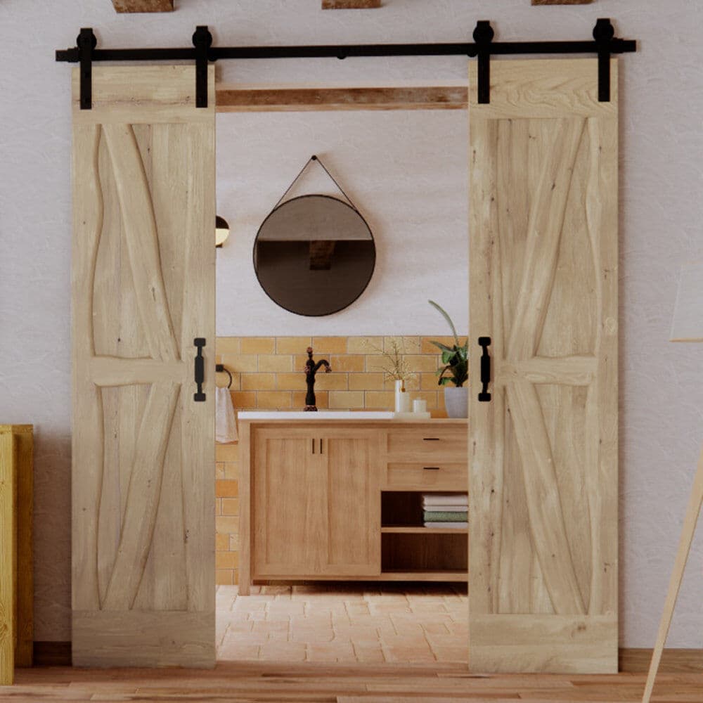 Seart Group Solid Oak Barn Door Unfinished Unfinished 100cm W X 210cm H