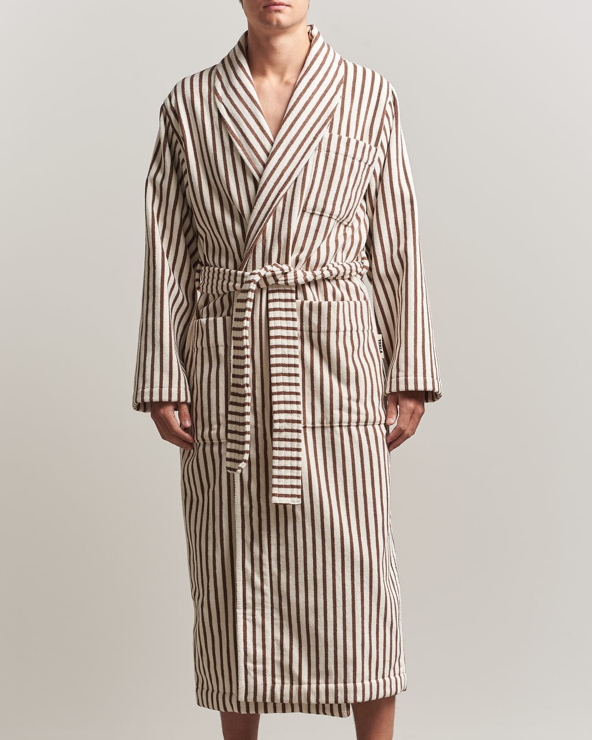 Tekla Organic Terry Classic Bathrobe Kodiak Stripes men XL Hvid