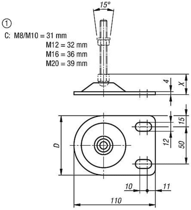 KIPP Teller für Stellfüße Form C Edelstahl Ø 80 (K0672.30802)