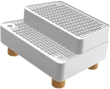 Inspired Finds CleanStep Double Layer Cat Litter Mat & Entry Ramp white
