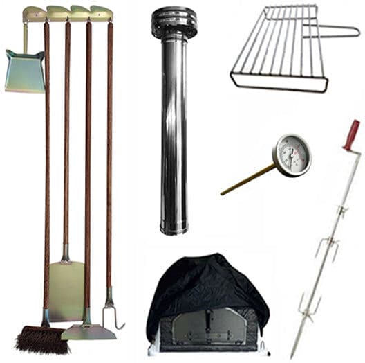 My-Barbecue Pack Promotionnel 3 – Kit Complet avec Thermomètre pour Four en Brique - 120 cm / 110 cm