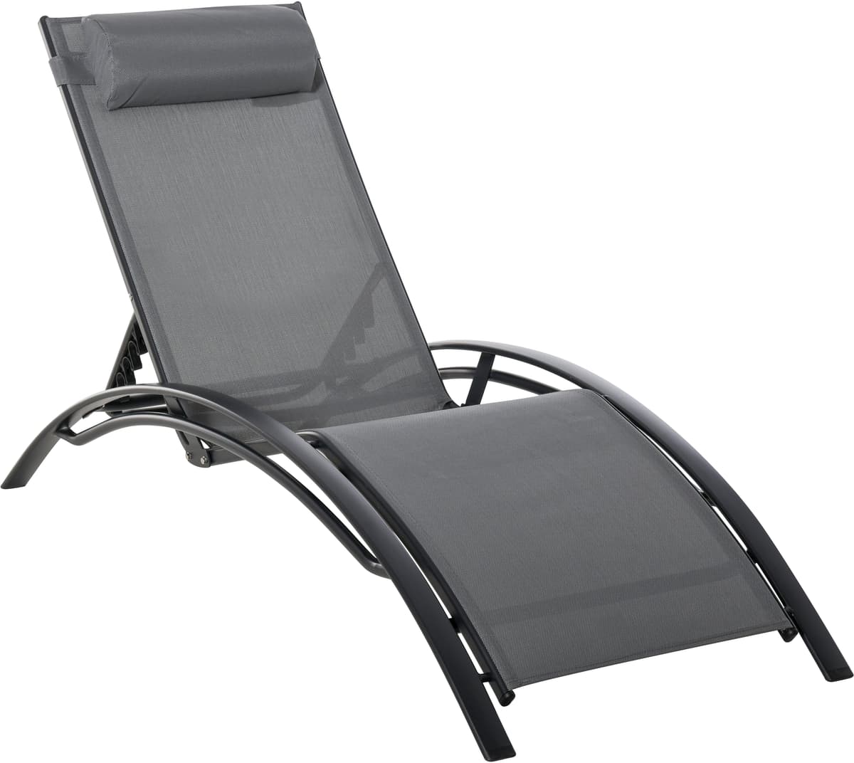 Outsunny Sedia Sdraio da Giardino Reclinabile su 5 Livelli con Cuscino Rimovibile, Lettino Prendisole in Alluminio e Texteline, Grigio   Aosom