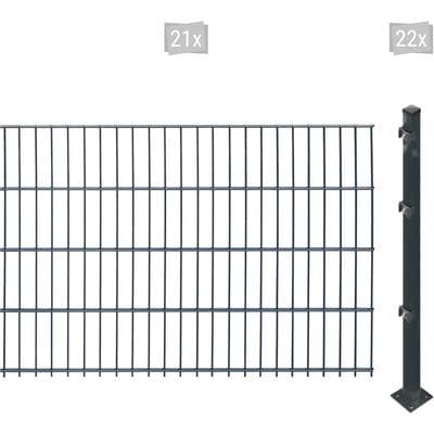 Doppelstabmattenzaun ARVOTEC "ESSENTIAL 83 zum Aufschrauben", grau (anthrazit), H:83cm, Kunststoff, Stahl, Zaunelemente, Zaunhöhe 83 cm, Zaunlänge 2 - 60 m