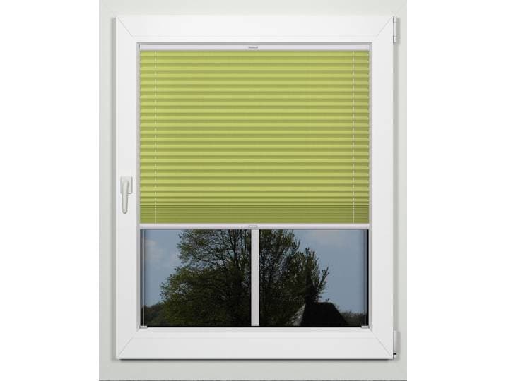 Plissee INDEKO simple, mit Bohren, nach Maß, verspannt, Lichtschutz , grün (grün, weiß), B:94cm H:170cm, Obermaterial: 94% Polyester, 6% sonstige Fasern, Plissees, Plissee, nach Maß