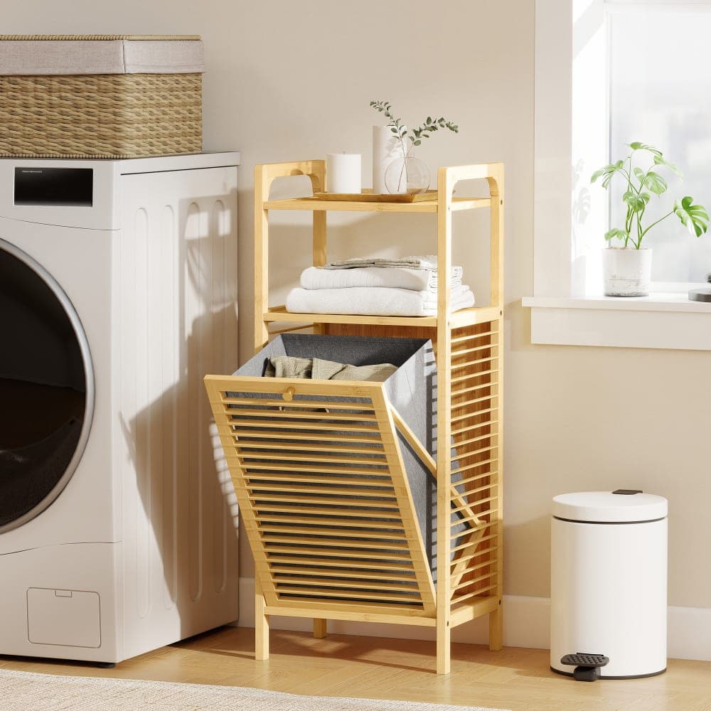 Homcom Armario de baño 40x30x95 cm madera natural