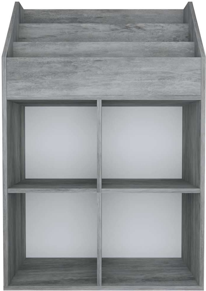 vidaXL Porte-revue pour enfants Gris béton 71x30x114cm Bois ingénierie