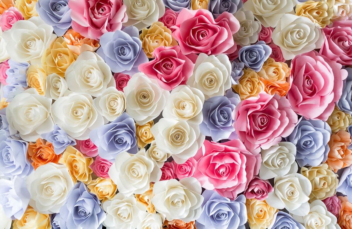 Fototapete PAPERMOON "ROSEN-BLUMEN ABSTRAKT TEXTUR MUSTER FARBIG DEKO GARTEN", bunt, B:5m L:2,8m, Vlies, Tapeten, Fototapete bunt B/L: 5m x 2,8m, Bahnen: 10 Stk.