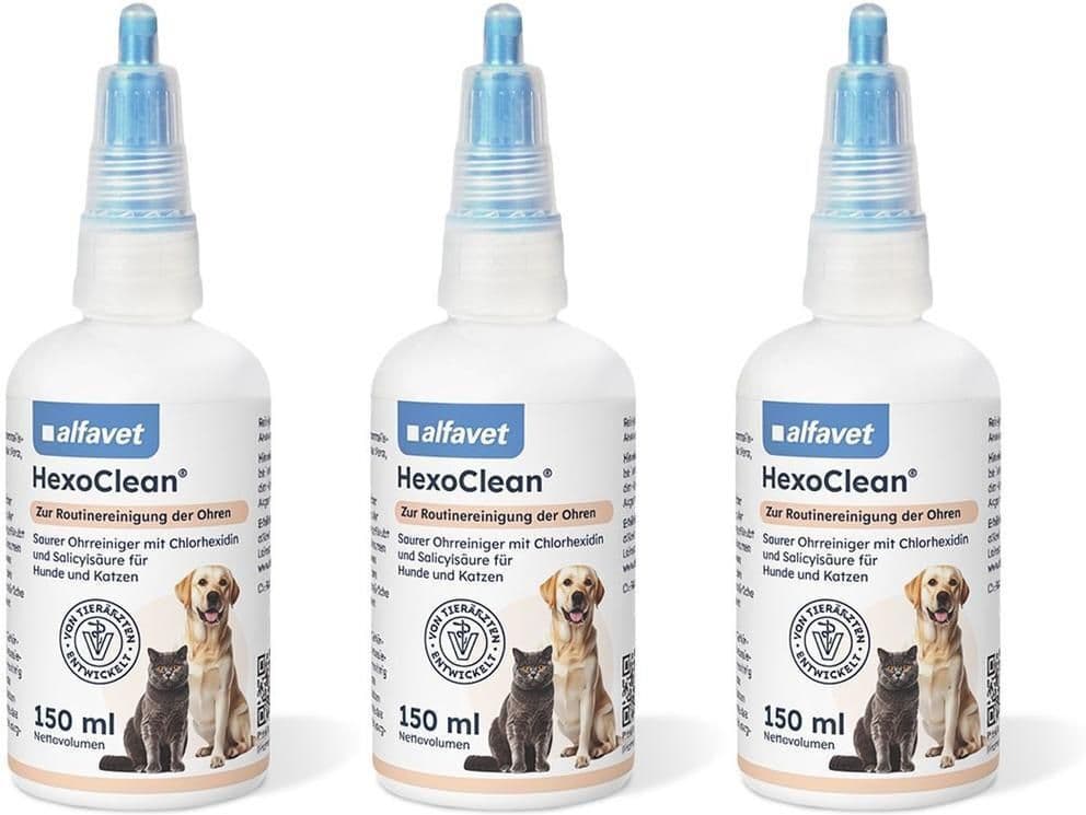 Hexoclean saurer Ohrreiniger f.Hunde und Katzen x3 3x150 ml Lösung