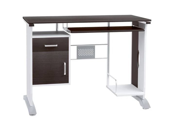 Bureau pour PC avec tiroir bois MDF et métal couleur noyer pour bureau ou chambre