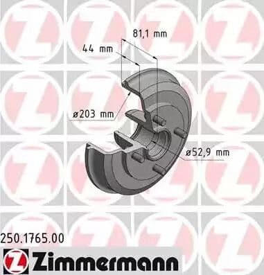 ZIMMERMANN 250.1765.00 Bremsetrommel