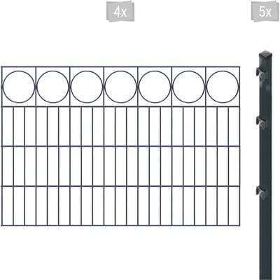 Doppelstabmattenzaun ARVOTEC "ESSENTIAL 80 zum Einbetonieren "Ring" mit Zierleiste", grau (anthrazit), H:80cm, Kunststoff, Stahl, Zaunelemente, Zaunhöhe 80 cm, Zaunlänge 2 - 60 m