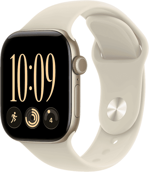 Apple Watch Series 12 (2026), GPS+CEL, 42mm, Caja de aluminio Dorado claro, Correa deportiva Arena, Talla S/M, Siri AI