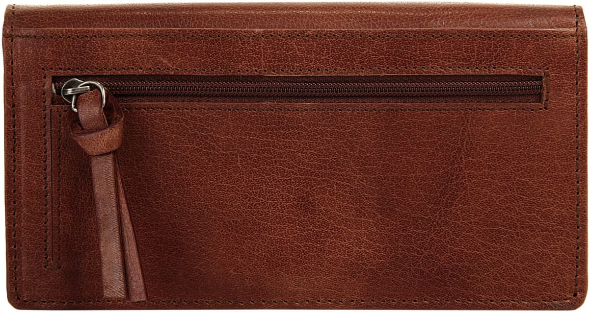 Geldbörse SPIKES & SPARROW "SPIKES & SPARROW Damen echt Leder", Damen, braun (cognac), Leder, glänzend, Kleinlederwaren Geldbörse, echt Leder