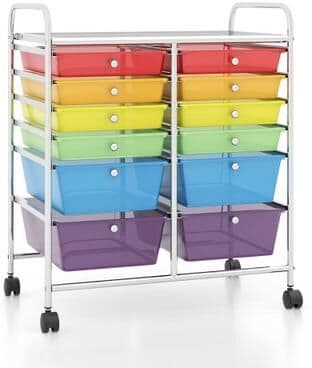 Dovelina 12-Drawer Rolling Storage Cart with Removable Drawers and Lockable Wheels