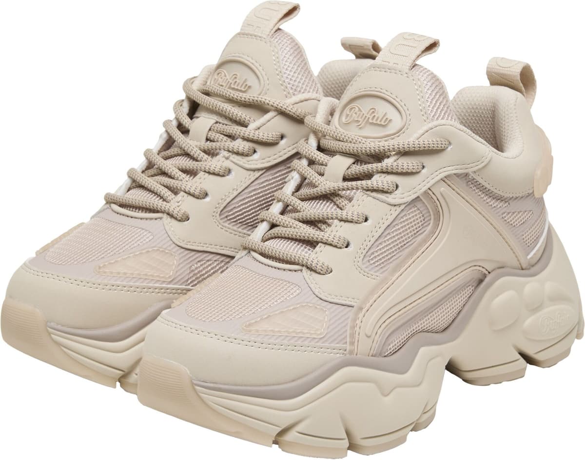 Trainingsschuh BUFFALO "Buffalo BINARY ATHENA - VEGAN NUBUCK/MESH", Damen, Gr. 38, beige, Lederimitat, unifarben, Schuhe